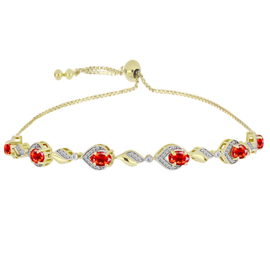 Goldplattiertes Silberarmband mit Feueropal aus Lega Dembi und weißem Topas