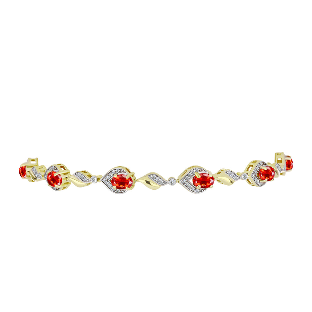 Goldplattiertes Silberarmband mit Feueropal aus Lega Dembi und weißem Topas 2 