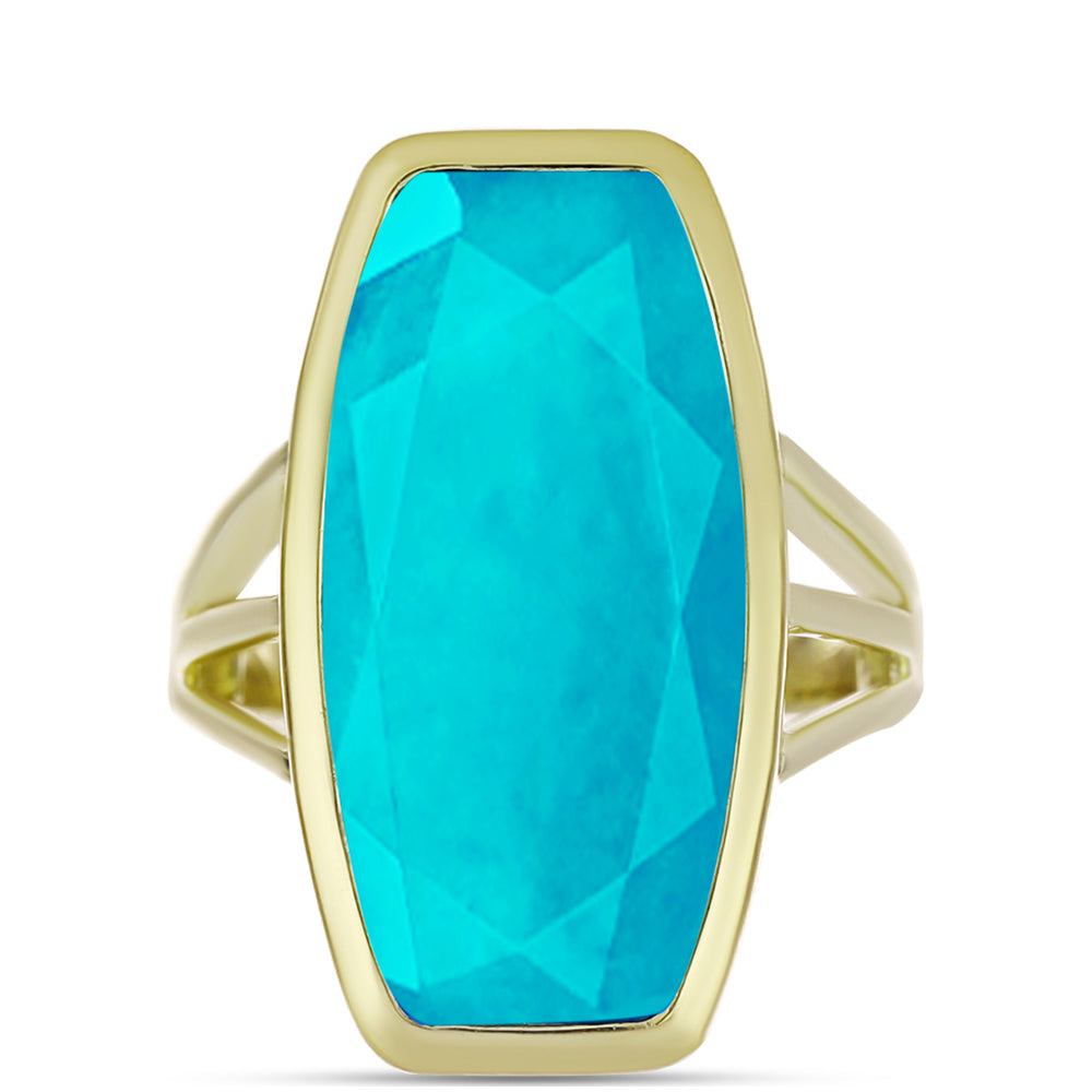 Goldplattierter Silberring mit blauem Jade
