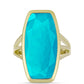 Goldplattierter Silberring mit blauem Jade