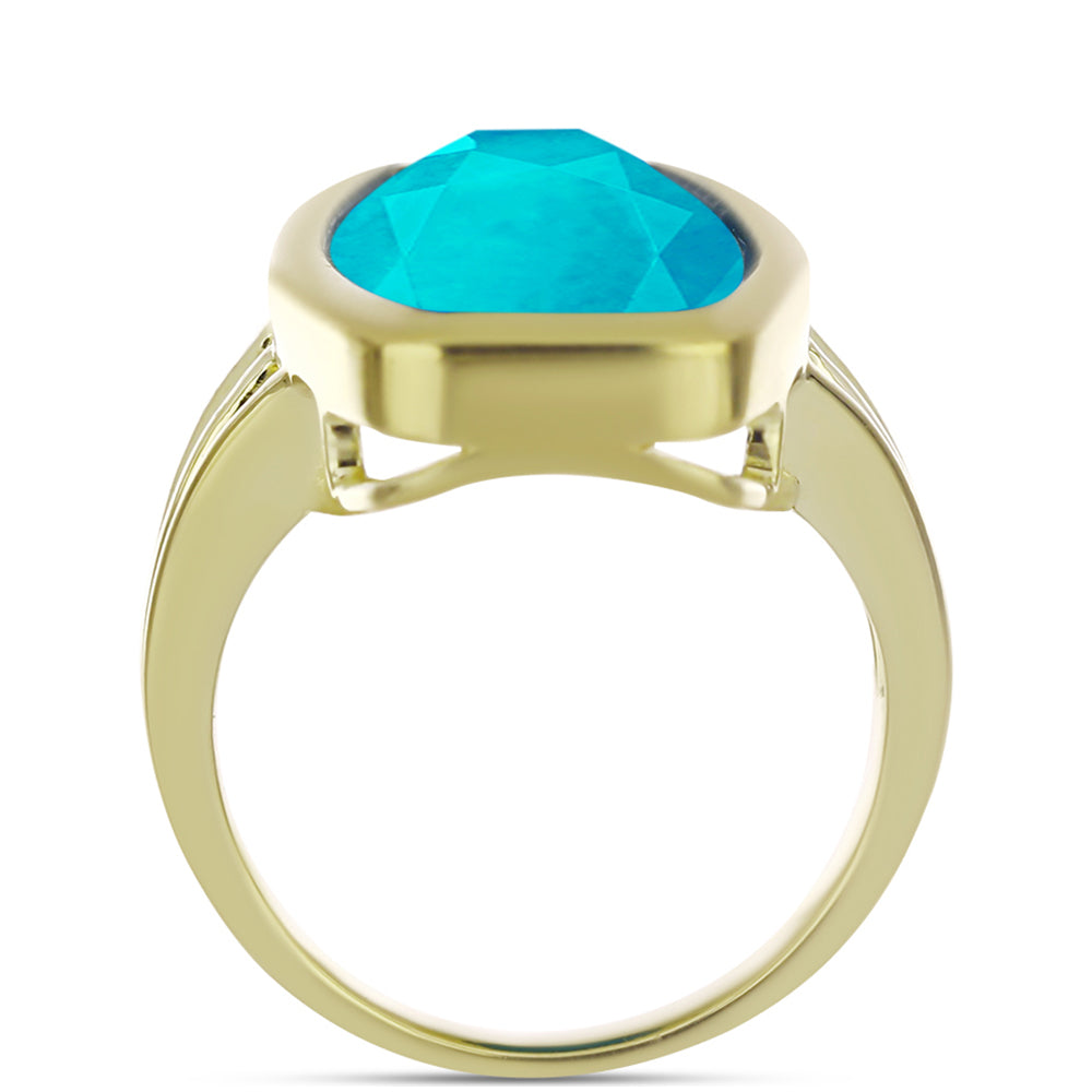 Goldplattierter Silberring mit blauem Jade