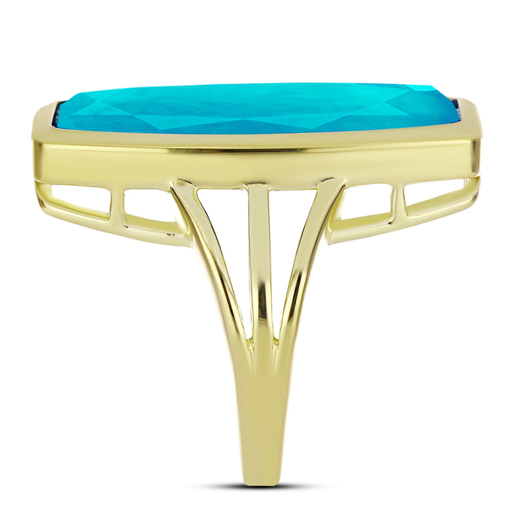 Goldplattierter Silberring mit blauem Jade 4 
