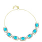 Goldplattiertes Silberarmband mit blauem Jade und weißem Topas