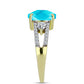 Goldplattierter Silberring mit blauem Jade und weißem Topas