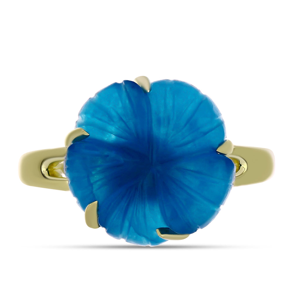 Goldplattierter Silberring mit blauem Jade 8 