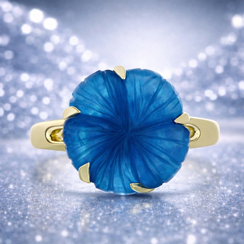 Goldplattierter Silberring mit blauem Jade