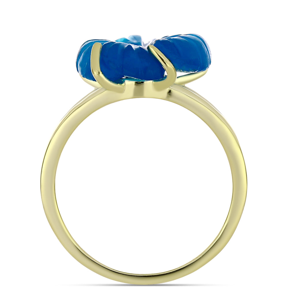 Goldplattierter Silberring mit blauem Jade 3 