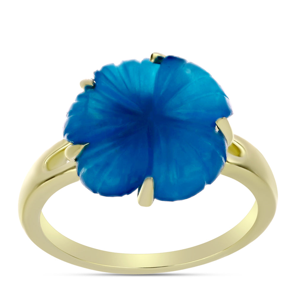 Goldplattierter Silberring mit blauem Jade 10 
