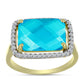 Goldplattierter Silberring mit blauem Jade und weißem Topas