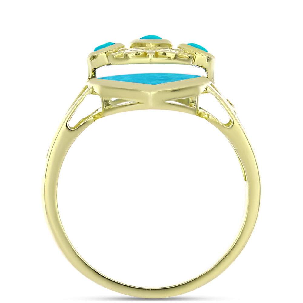 Goldplattierter Silberring mit blauem Jade