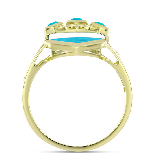 Goldplattierter Silberring mit blauem Jade
