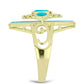 Goldplattierter Silberring mit blauem Jade