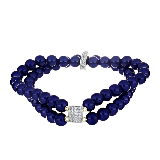 Goldplattiertes Silberarmband mit schwarzer Süßwasserperle und weißem Topas