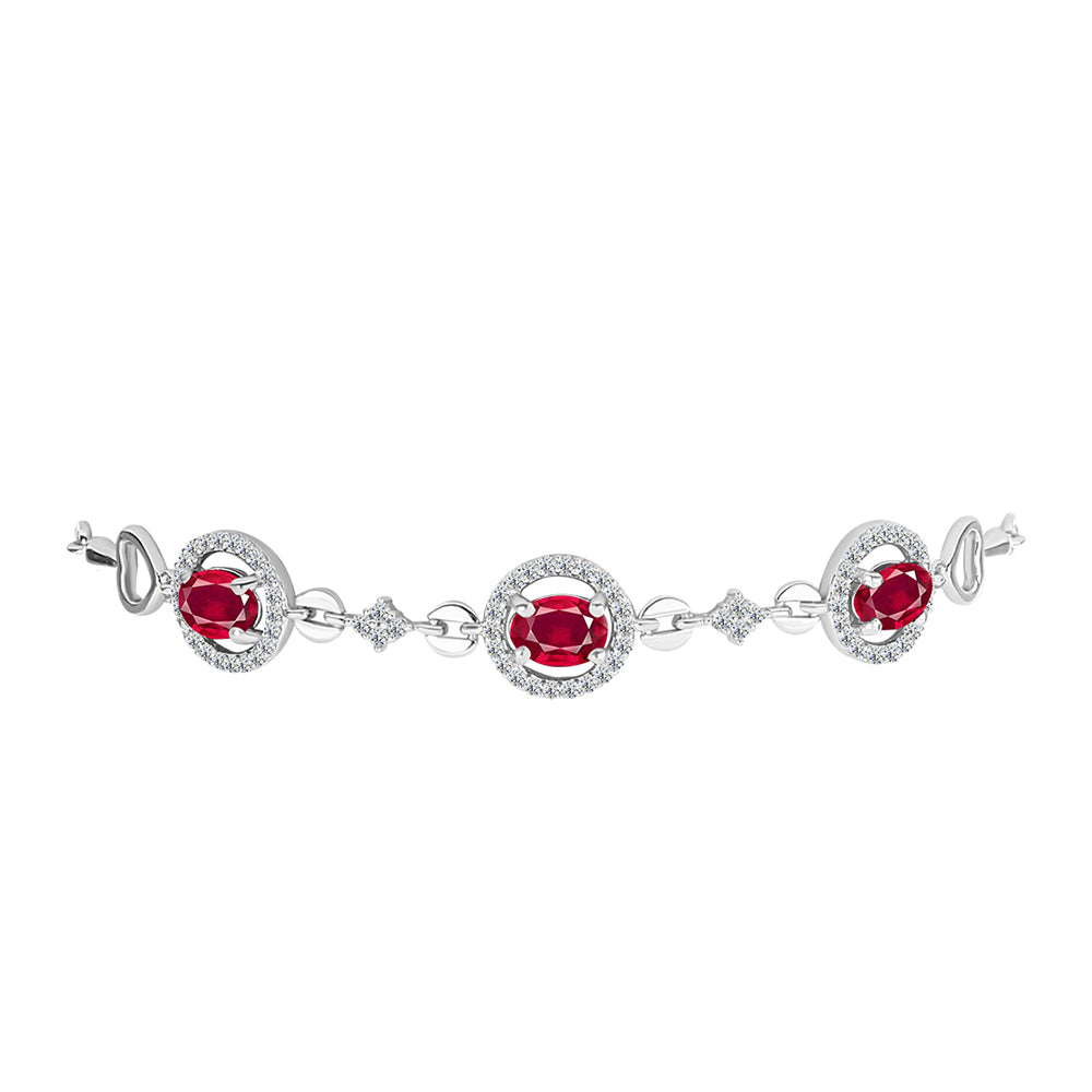Silberarmband mit Rubin aus Madagaskar und weißem Topas 2 