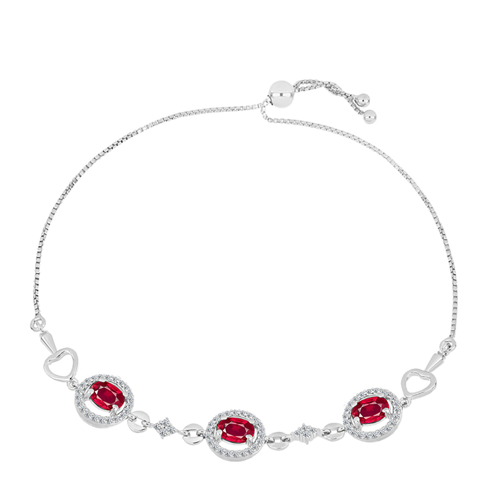 Silberarmband mit Rubin aus Madagaskar und weißem Topas 1 