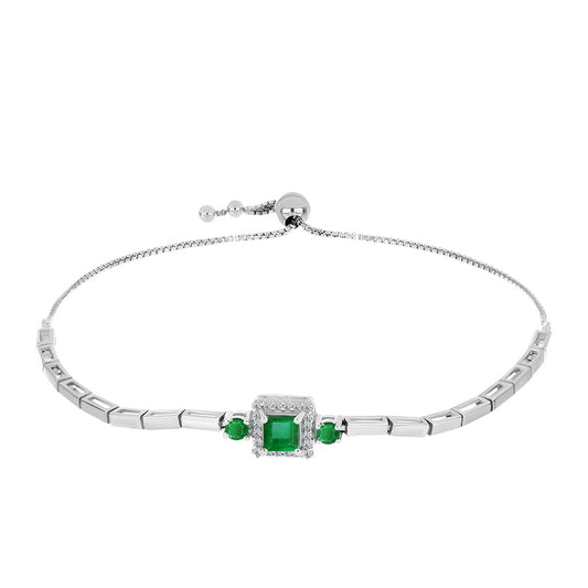 Silberarmband mit sambischem Smaragd und weißem Topas