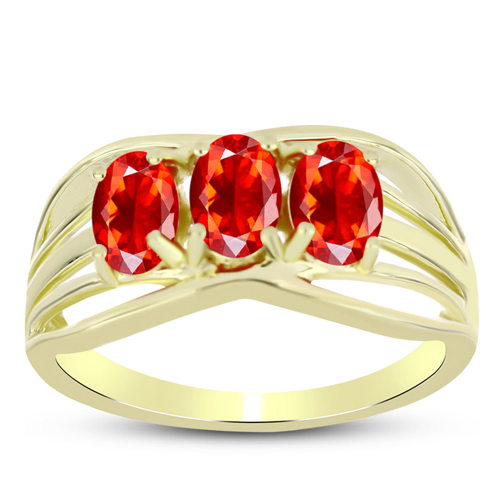 Goldplattierter Silberring mit Feueropal aus Lega Dembi 3 