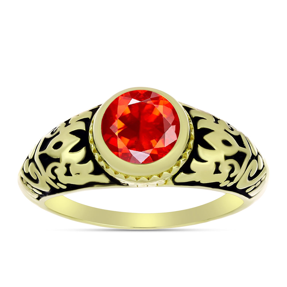 Goldplattierter Silberring mit Feueropal aus Lega Dembi 3 