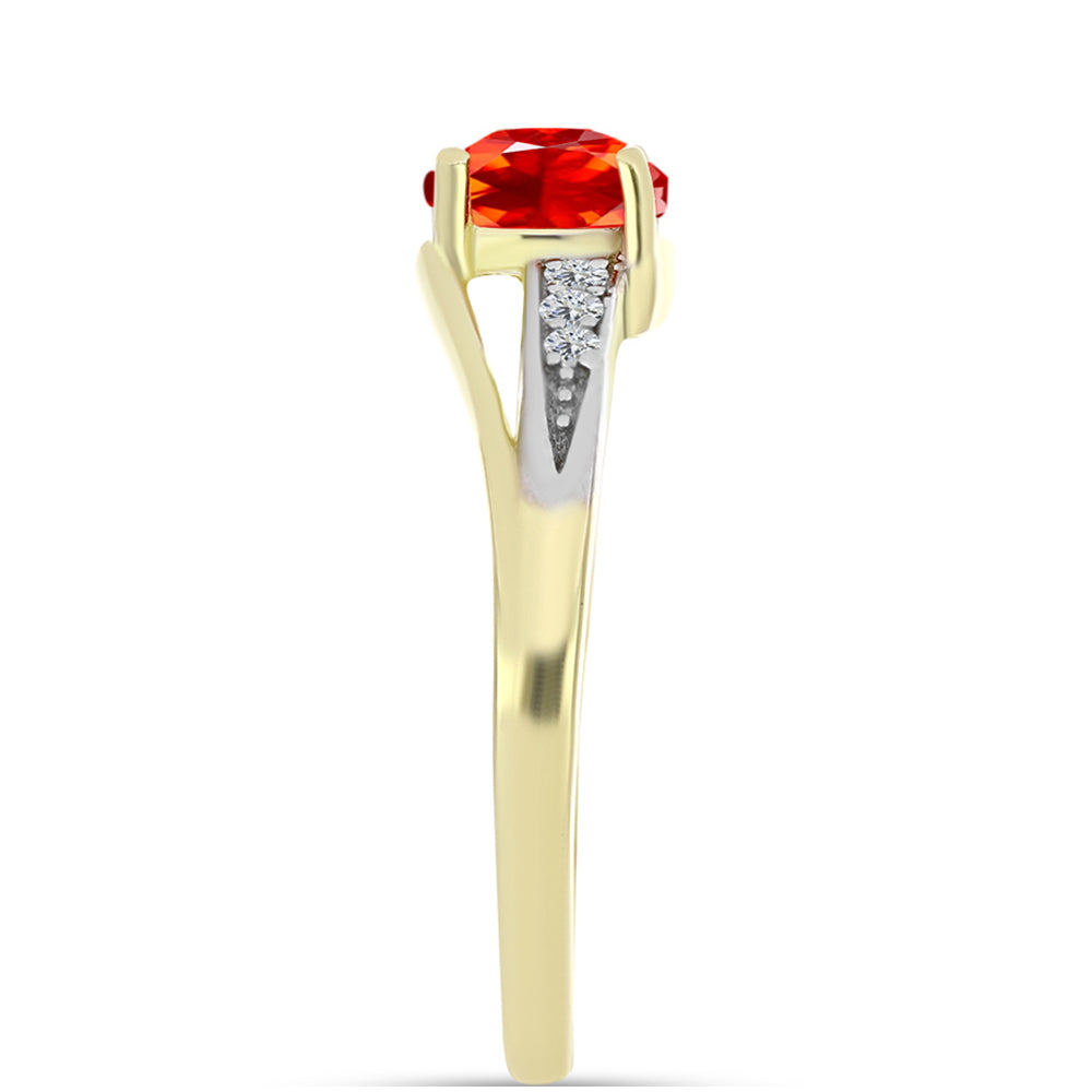 Goldplattierter Silberring mit Feueropal aus Lega Dembi und weißem Topas 4 