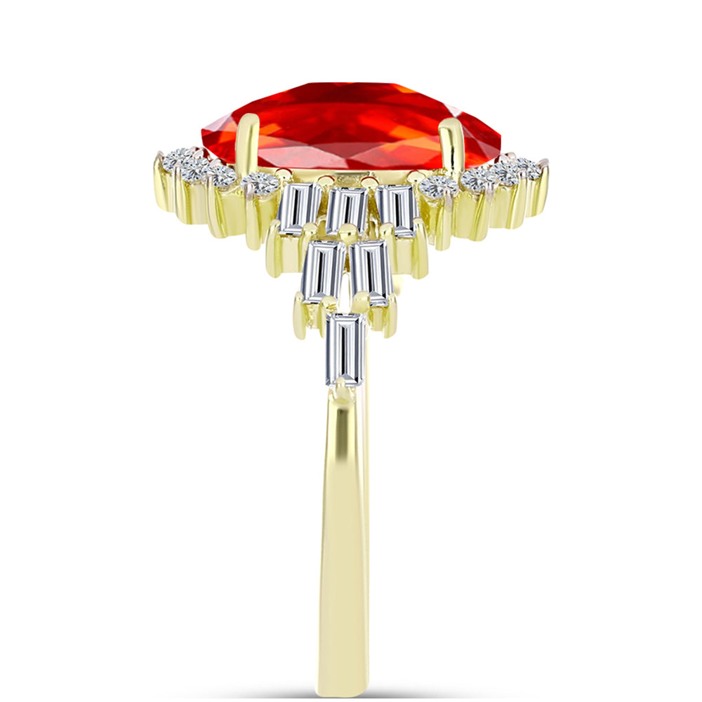 Goldplattierter Silberring mit Feueropal aus Lega Dembi und weißem Zirkon 4 