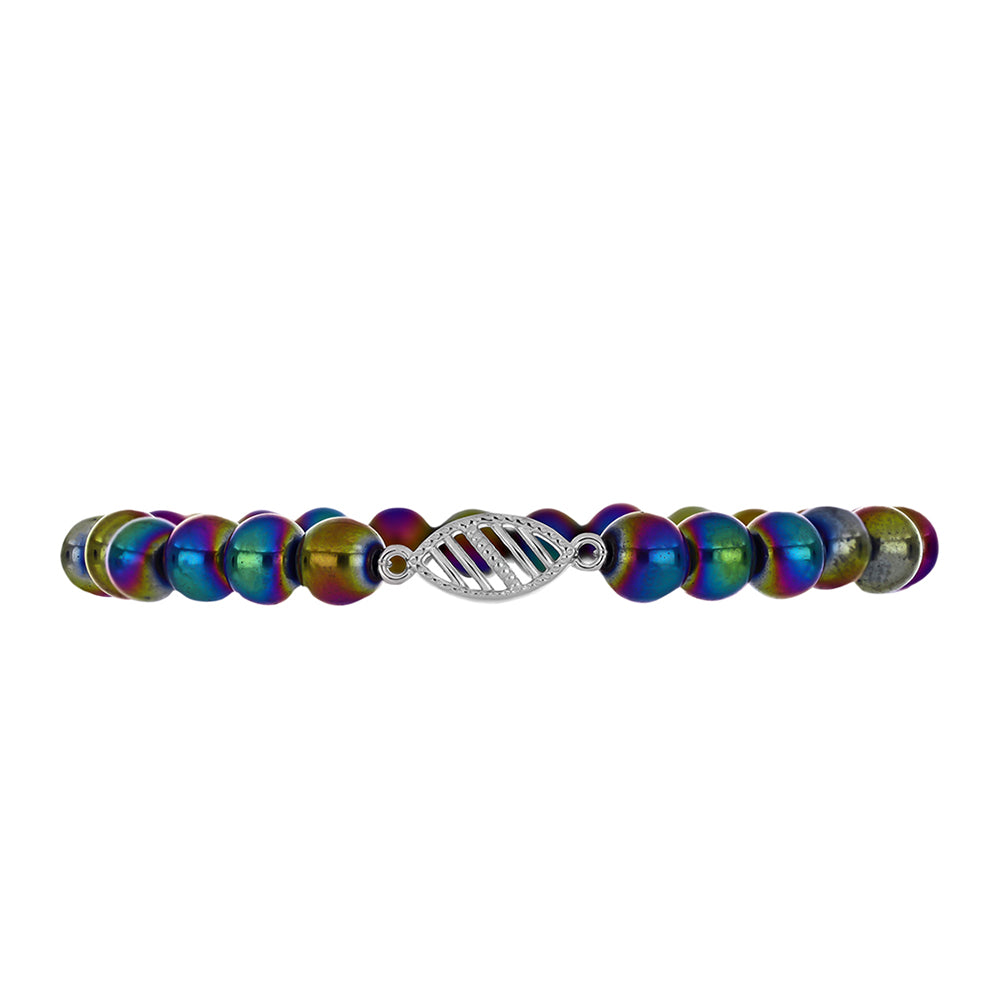 Silberarmband mit mystischem grünem Hämatitquarz