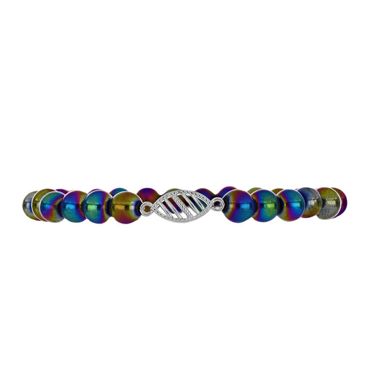 Silberarmband mit mystischem grünem Hämatitquarz