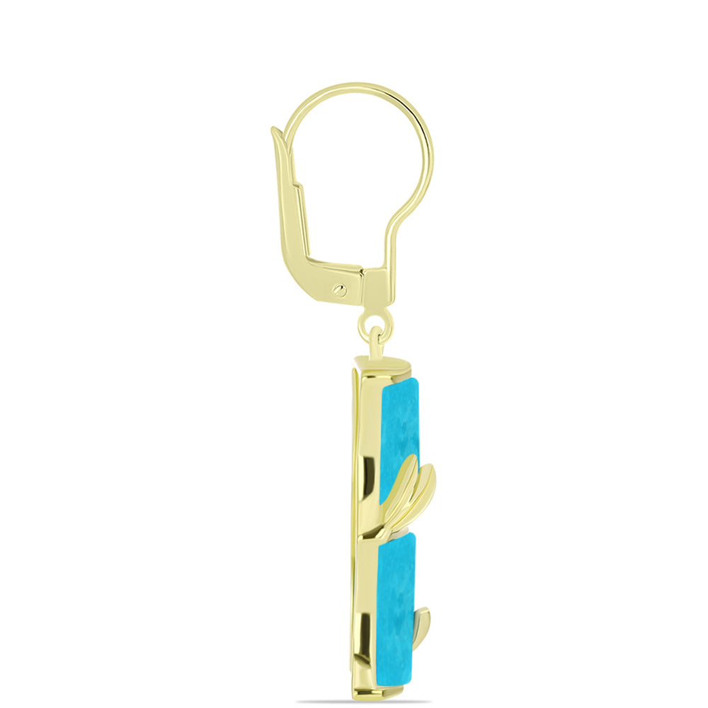 Goldplattierte Silberohrringe mit blauem Jade 2 
