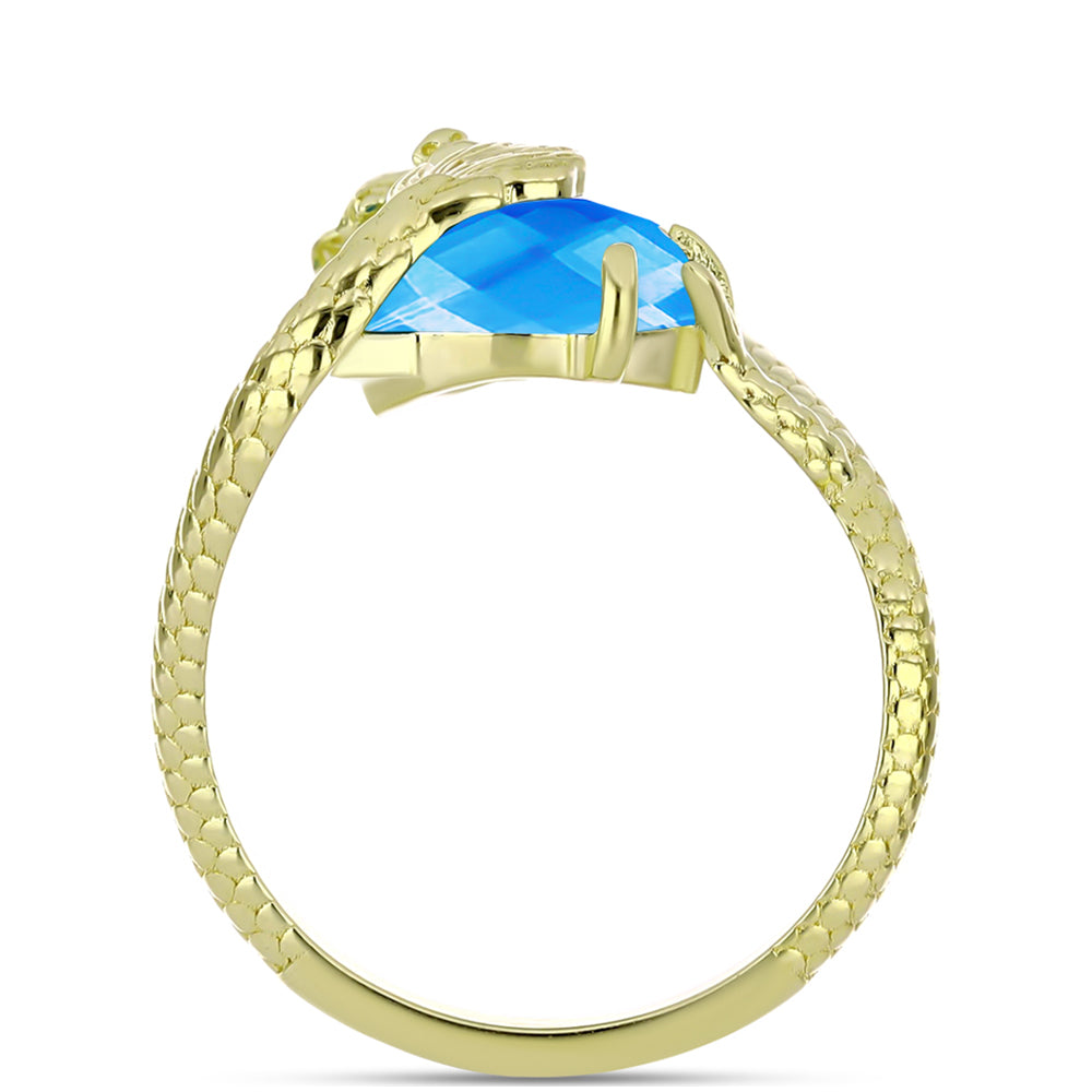 Goldplattierter Silberring mit blauem Jade