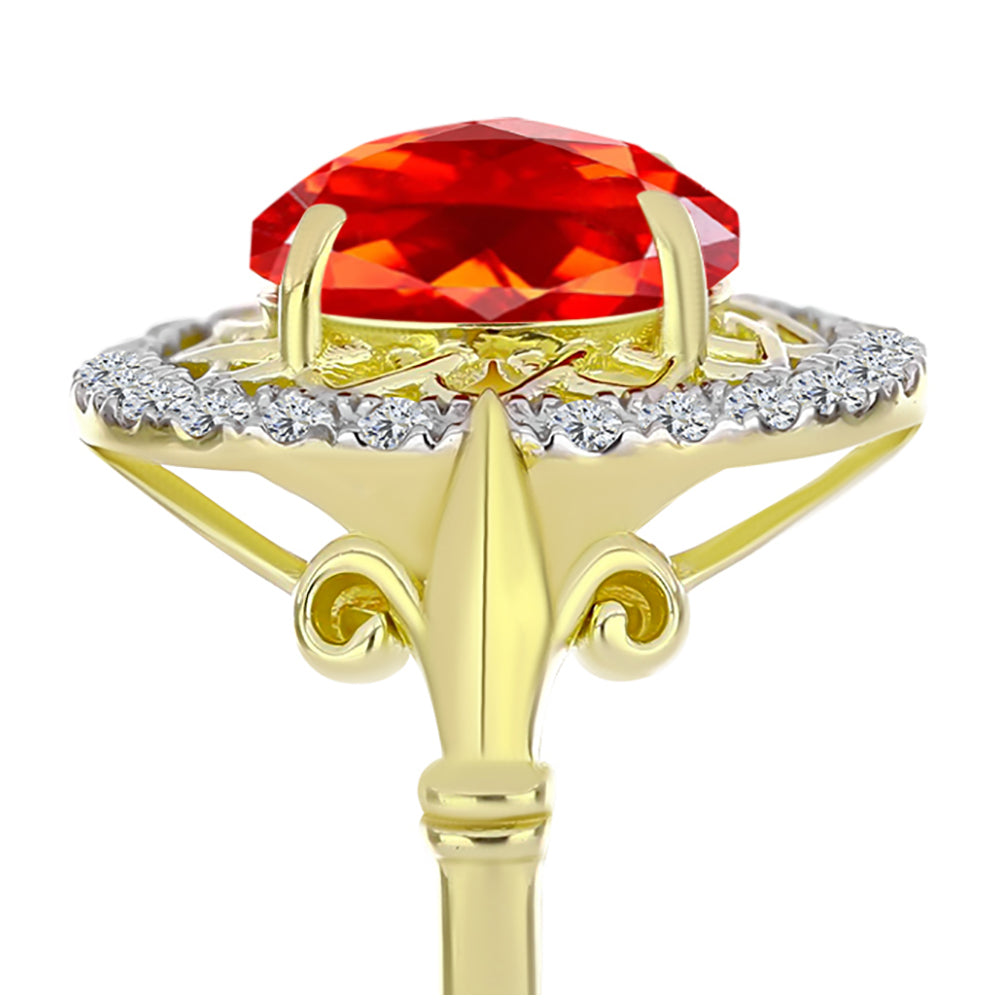 Goldplattierter Silberring mit Feueropal aus Lega Dembi und weißem Topas 4 