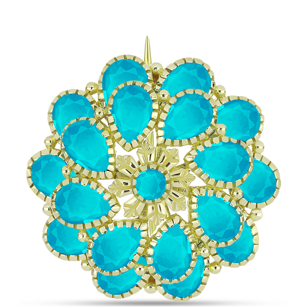 Goldplattierte Silberbrosche mit blauem Jade 1 