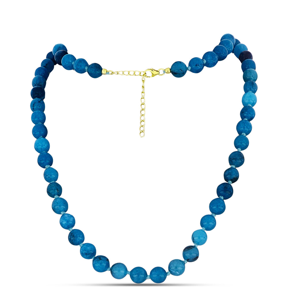 Goldplattierte Silberhalskette mit blauem Jade 1 