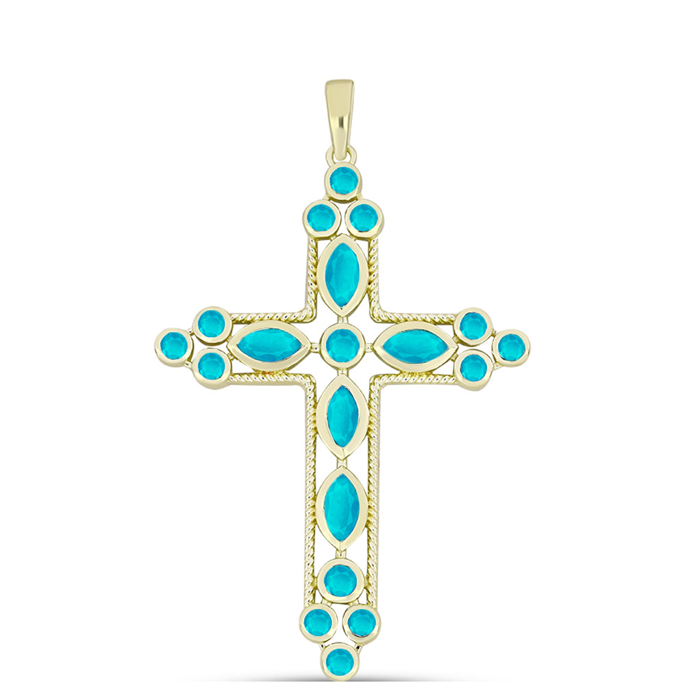 Goldplattierter Silberanhänger mit blauem Jade 1 