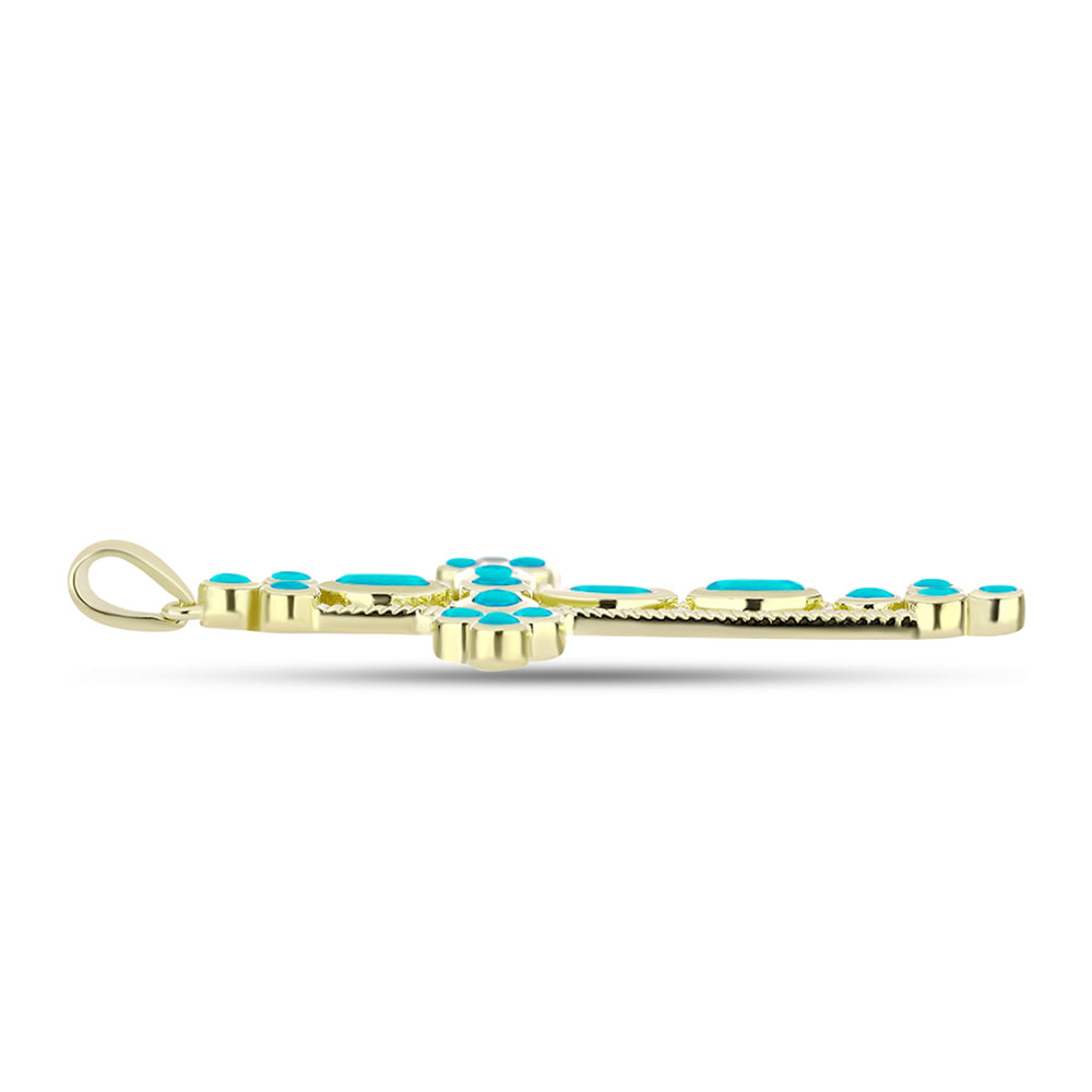 Goldplattierter Silberanhänger mit blauem Jade 2 