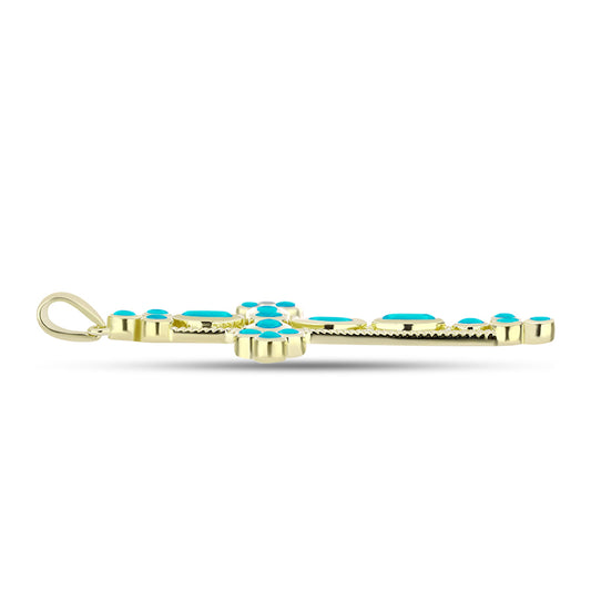 Goldplattierter Silberanhänger mit blauem Jade