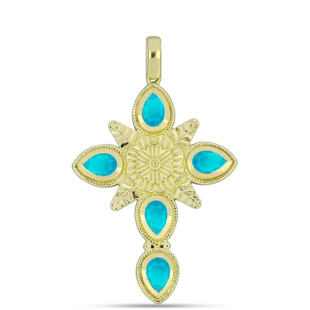 Goldplattierter Silberanhänger mit blauem Jade