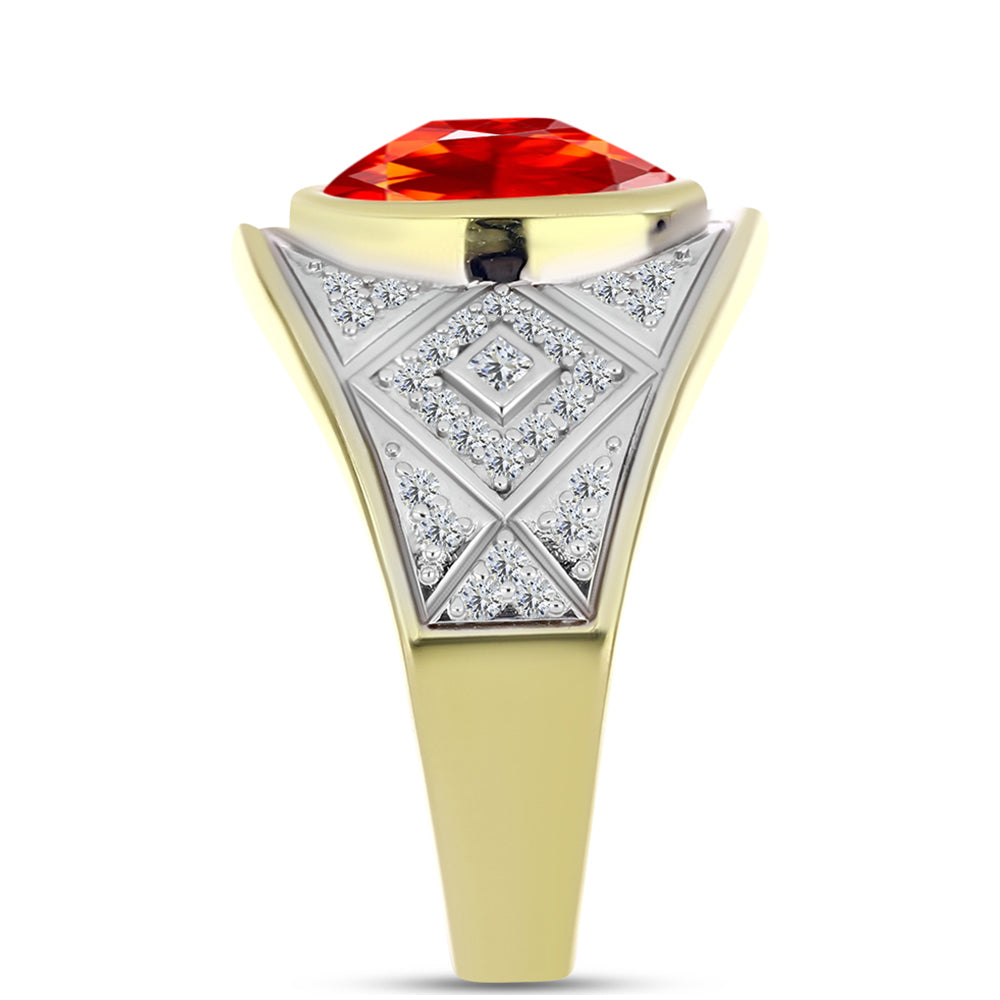 Goldplattierter Silberring mit Feueropal aus Lega Dembi und weißem Zirkon 4 