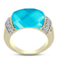 Goldplattierter Silberring mit blauem Jade und weißem Topas