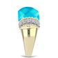 Goldplattierter Silberring mit blauem Jade und weißem Topas