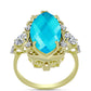 Goldplattierter Silberring mit blauem Jade und weißem Topas