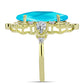 Goldplattierter Silberring mit blauem Jade und weißem Topas