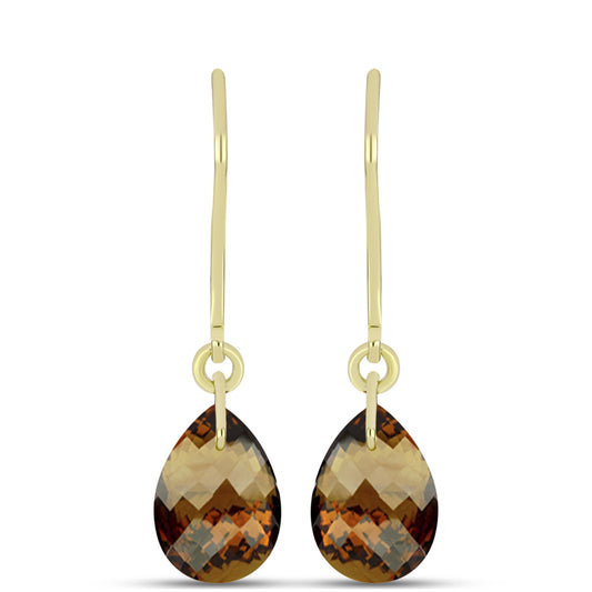 Goldplattierte Silberohrringe mit Cognac-Quarz