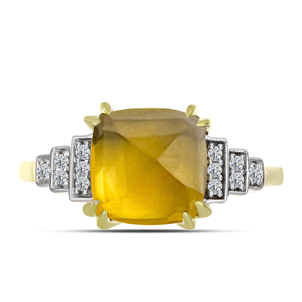 Goldplattierter Silberring mit Cognac-Quarz und weißem Topas 1 