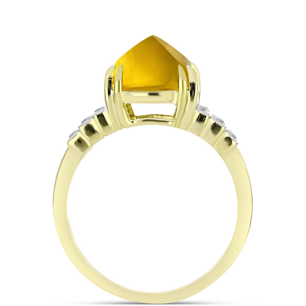 Goldplattierter Silberring mit Cognac-Quarz und weißem Topas 2 