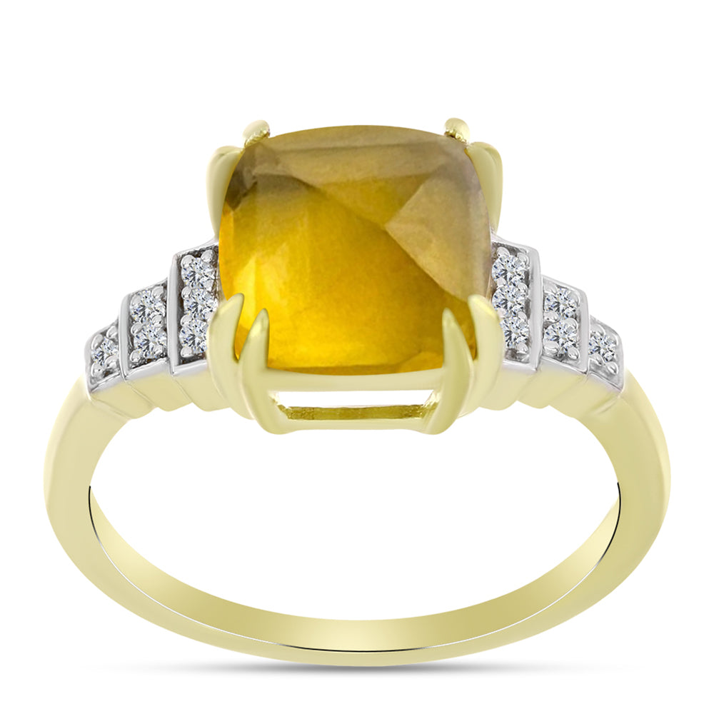 Goldplattierter Silberring mit Cognac-Quarz und weißem Topas 3 