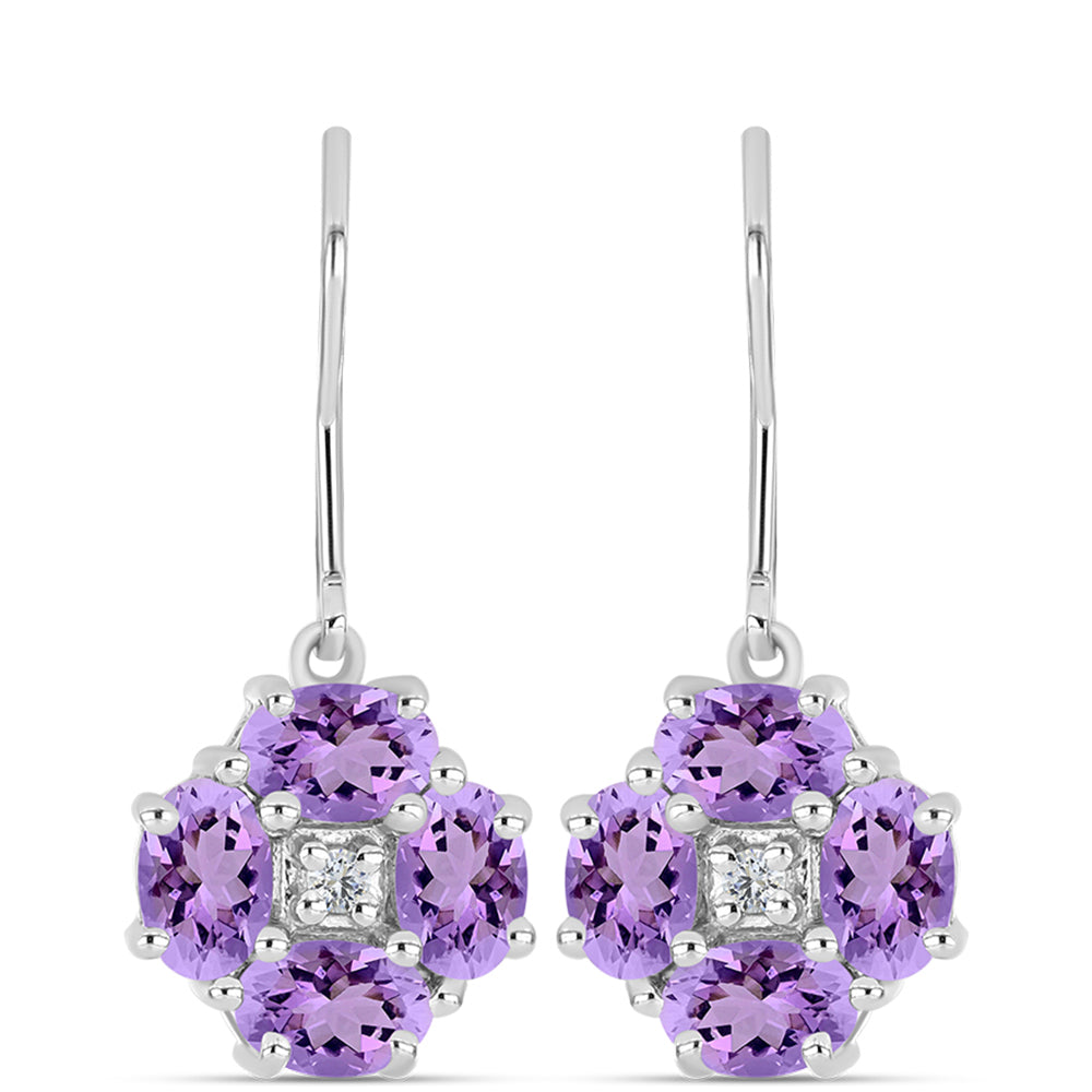 Silberohrringe mit Rose De France Amethyst und weißem Topas