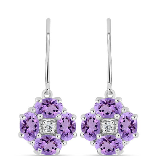 Silberohrringe mit Rose De France Amethyst und weißem Topas