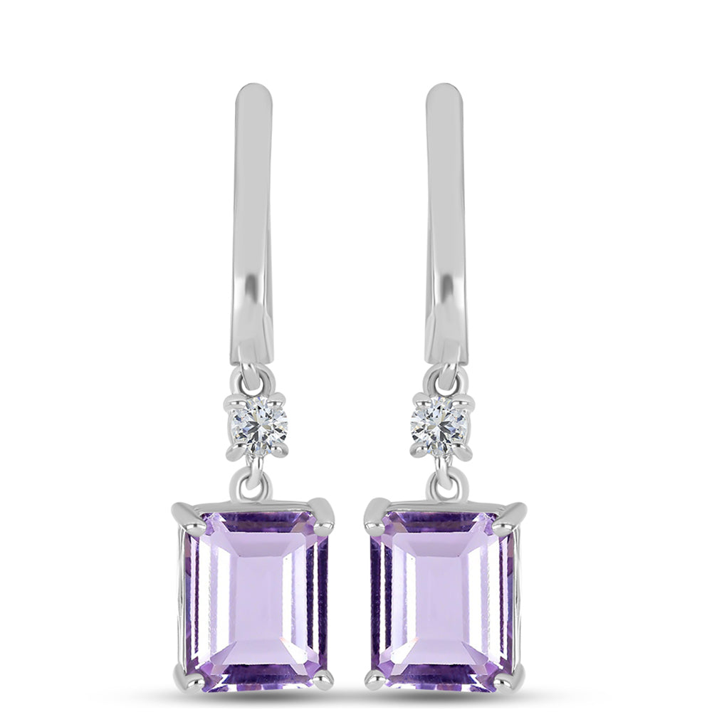 Silberohrringe mit Rose De France Amethyst und weißem Topas 1 