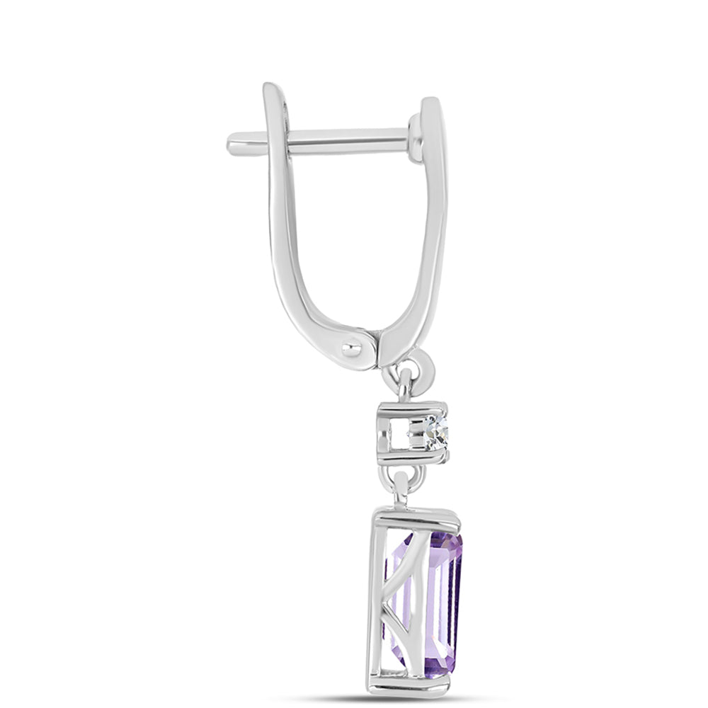 Silberohrringe mit Rose De France Amethyst und weißem Topas 2 