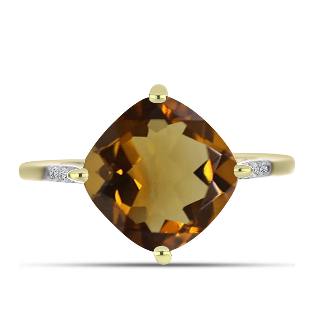 Goldplattierter Silberring mit Cognac-Quarz und weißem Topas 1 