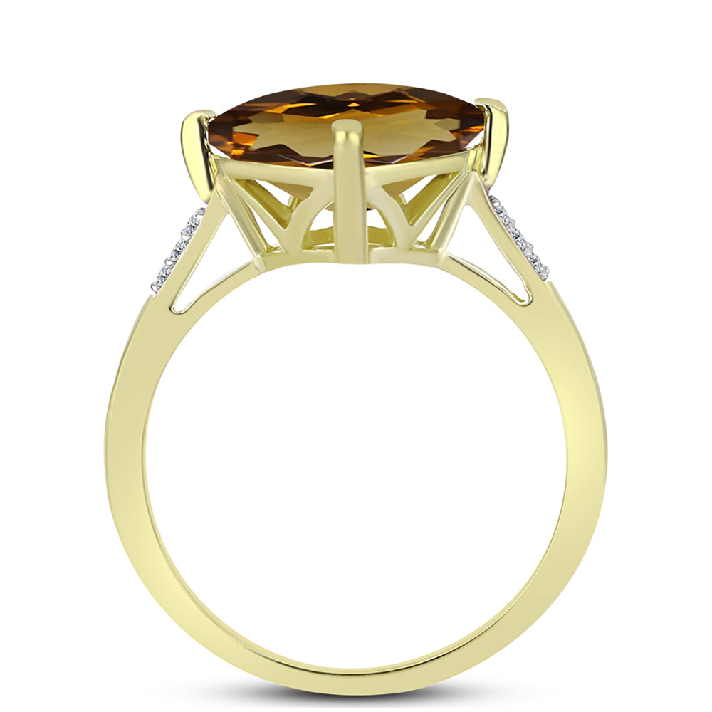 Goldplattierter Silberring mit Cognac-Quarz und weißem Topas